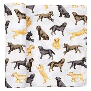 Mud Pie Labrador Retriever Print Muslin Baby Swaddle Blanket, 1 Piece