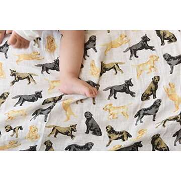 Mud Pie Labrador Retriever Print Muslin Baby Swaddle Blanket, 1 Piece