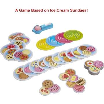 Mattel Games Ice Cream Scoops of Fun Kids Fisher-Price Board Game with Cards, Cups & Ice Cream Scooper Spinner, Gift for Pre-School Kids Ages 3 Years & Older