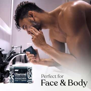 Keika Charcoal Black Soap Bar for Eczema, Psoriasis, Face, Body, Men Women Teens with Oily Skin, 5 oz.