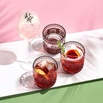 Hacaroa Vintage 12 Oz Drinking Glasses – Set of 6 for All Occasions