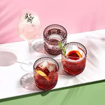 Hacaroa Vintage 12 Oz Drinking Glasses – Set of 6 for All Occasions