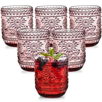 Hacaroa Vintage 12 Oz Drinking Glasses – Set of 6 for All Occasions