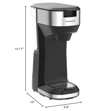 Famiworths Upgraded Hot and Iced Coffee Maker for K Cups and Ground Coffee, 4-5 Cups Coffee Maker and Single-serve Brewers, with 30Oz Removable Water Reservoir, 6 to 24Oz Cup Size, Classic Black