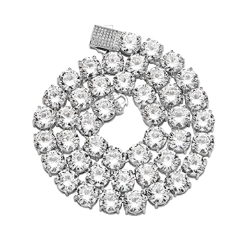 OYOGAA 10MM Tennis Diamonds Chain Necklace for Men & Women - Sparkling Elegance