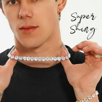 OYOGAA 10MM Tennis Diamonds Chain Necklace in Gold Silver