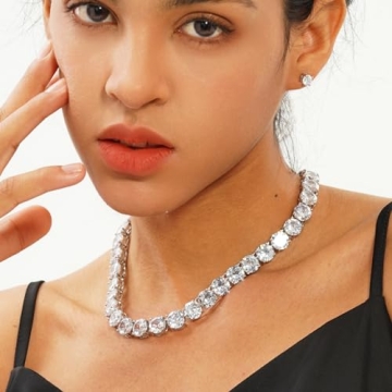 OYOGAA 10MM Tennis Diamonds Chain Necklace in Gold Silver