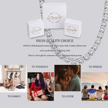 OYOGAA 10MM Tennis Diamonds Chain Necklace in Gold Silver