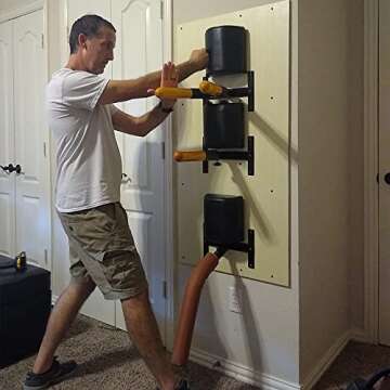 Byjccar Simple Wall-Mounted Home Portable Wooden Man Pile, Home Martial Arts Wing Chun Training Device (Spring arm)