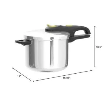 T-fal Ultimate Stainless Steel Pressure Cooker 6.3 Quart, Induction Compatible, Secure Locking Lid, Safe & Easy to Use, Cookware, Pots and Pans, Kitchen, Dishwasher Safe, Silver