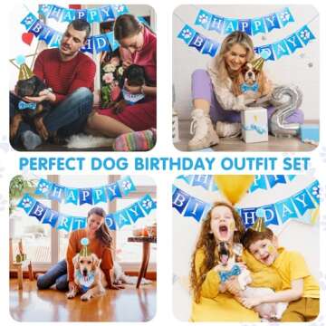 Nobleza Dog Birthday Party Supplies, Dog Birthday Hat Bandana Scarf with Cute Dog Bow Tie, Banner, D...