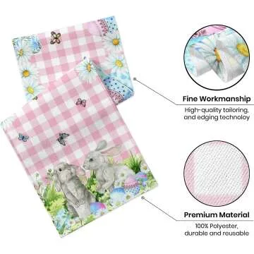 Easter Table Runner with Bunny Farmhouse Design