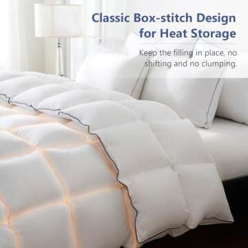 DOWNCOOL Feather Comforter King Size, White Fluffy Duvet Insert King with Ultra Soft 100% Cotton Cover, All Season Luxurious Hotel Bed Comforter with Corner Tabs, 106"x90"