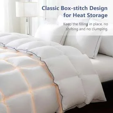 DOWNCOOL Feather Comforter King Size, White Fluffy Duvet Insert King with Ultra Soft 100% Cotton Cover, All Season Luxurious Hotel Bed Comforter with Corner Tabs, 106"x90"