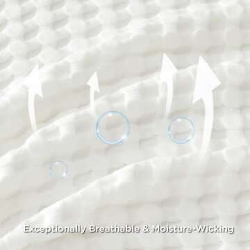 Bedsure Cooling Cotton Waffle Oversized King Blanket - Lightweight Breathable Blankets Rayon Derived from Bamboo for Hot Sleepers, Luxury Throws for Bed and Sofa, Ivory, 120x96 Inches