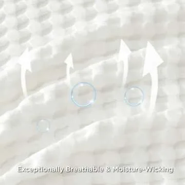 Bedsure Cooling Cotton Waffle Oversized King Blanket - Lightweight Breathable Blankets Rayon Derived from Bamboo for Hot Sleepers, Luxury Throws for Bed and Sofa, Ivory, 120x96 Inches