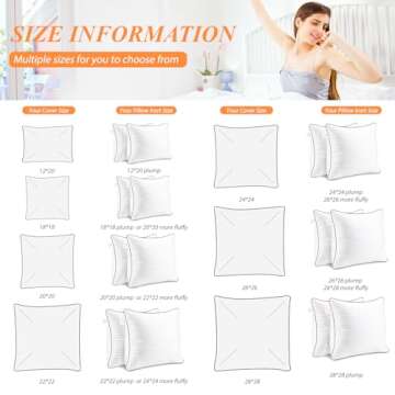 Yettbea Throw Pillows Insert, 18'' x 18'' Set of 2, Decorative for Couch, Sofa or Bed with Premium Down Alternative Filled, White