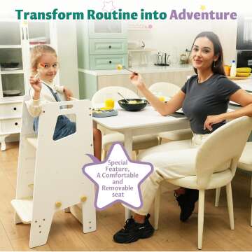 GroowingMind® Toddler Tower - Adjustable Montessori Multi-Use Kitchen Stool, Safe Standing Tower, Essential Toddler Game Changer- Perfect Toddler Chair