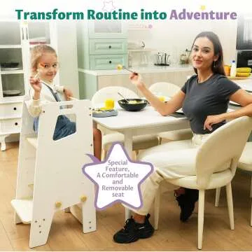 GroowingMind® Toddler Tower - Adjustable Montessori Multi-Use Kitchen Stool, Safe Standing Tower, Essential Toddler Game Changer- Perfect Toddler Chair