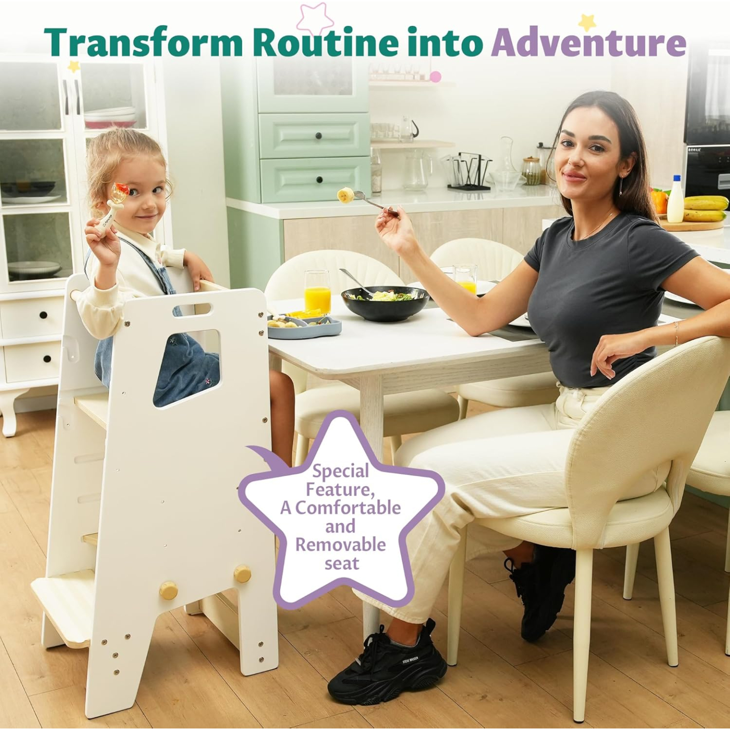 GroowingMind® Toddler Tower - Adjustable Montessori Multi-Use Kitchen Stool, Safe Standing Tower, Essential Toddler Game Changer- Perfect Toddler Chair