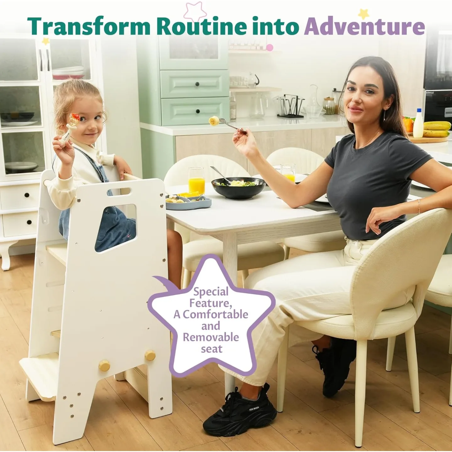 GroowingMind® Toddler Tower - Adjustable Montessori Multi-Use Kitchen Stool, Safe Standing Tower, Essential Toddler Game Changer- Perfect Toddler Chair