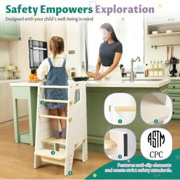 GroowingMind® Toddler Tower - Adjustable Montessori Multi-Use Kitchen Stool, Safe Standing Tower, Essential Toddler Game Changer- Perfect Toddler Chair
