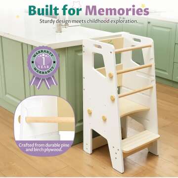 GroowingMind® Toddler Tower - Adjustable Montessori Multi-Use Kitchen Stool, Safe Standing Tower, Essential Toddler Game Changer- Perfect Toddler Chair