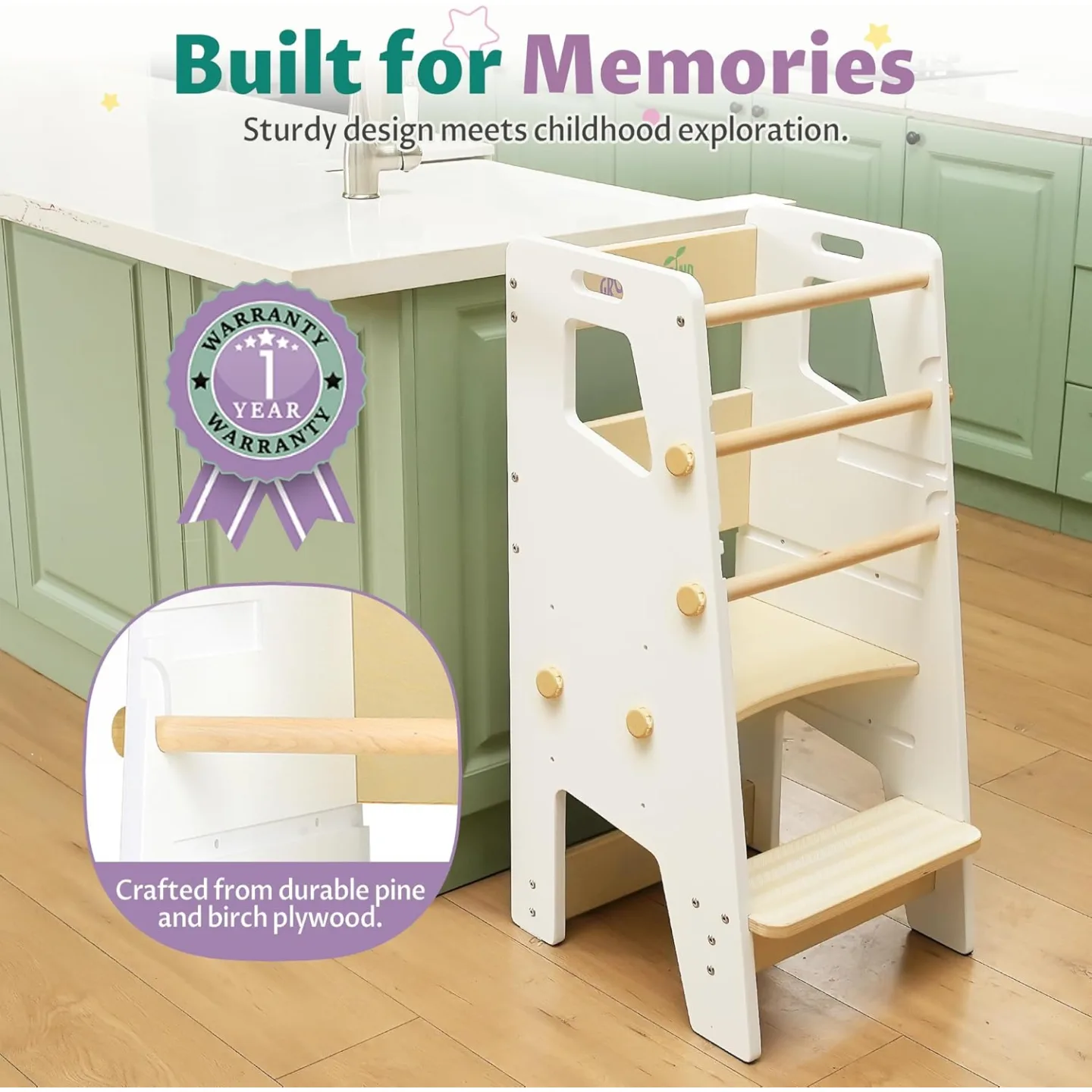 GroowingMind® Toddler Tower - Adjustable Montessori Multi-Use Kitchen Stool, Safe Standing Tower, Essential Toddler Game Changer- Perfect Toddler Chair