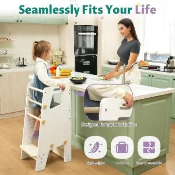 GroowingMind® Toddler Tower - Adjustable Montessori Multi-Use Kitchen Stool, Safe Standing Tower, Essential Toddler Game Changer- Perfect Toddler Chair