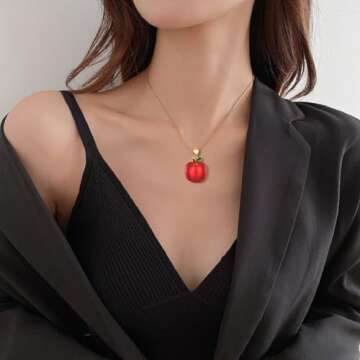 TALYKONG Teacher Necklace Gifts Apple Necklace Teacher Appreciation Christmas Gifts (apple)