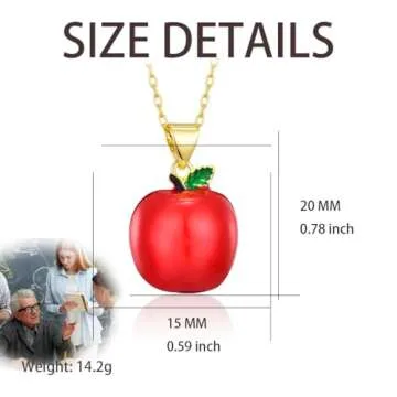 TALYKONG Teacher Appreciation Apple Necklace Gift