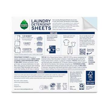 Seventh Generation Laundry Detergent Sheets, Eco-Friendly, Up to 64 Loads for Sensitive Skin