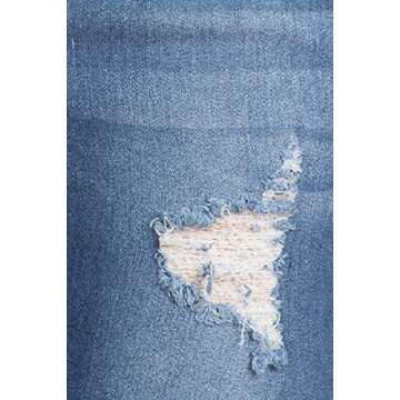 Women's Stretch Pull-On Skinny Ripped Denim Jeggings W/Pockets Blue-55 US Size XL