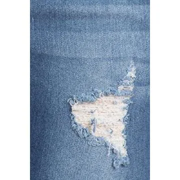 Women's Stretch Pull-On Skinny Ripped Denim Jeggings W/Pockets Blue-55 US Size XL