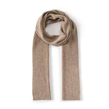 Lallier Cashmere Wool Scarf, Ultra Soft Classic Ribbed Solid Color Winter Scarf for Men and Women with Gift Box, Camel