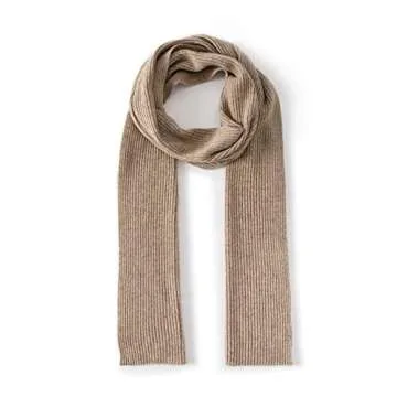 Lallier Cashmere Wool Scarf, Ultra Soft Classic Ribbed Solid Color Winter Scarf for Men and Women with Gift Box, Camel