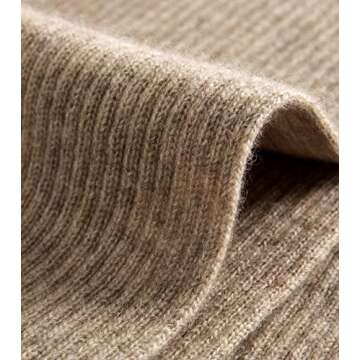 Lallier Cashmere Wool Scarf, Ultra Soft Classic Ribbed Solid Color Winter Scarf for Men and Women with Gift Box, Camel