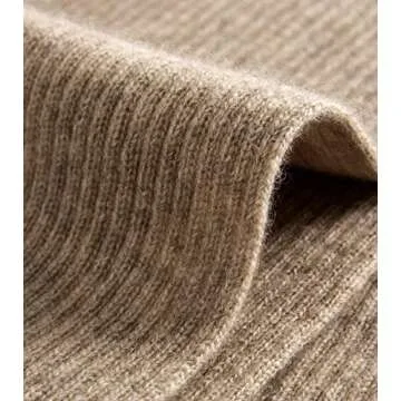 Lallier Cashmere Wool Scarf, Ultra Soft Classic Ribbed Solid Color Winter Scarf for Men and Women with Gift Box, Camel