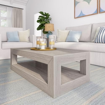 Plank+Beam 40" Modern Rectangular Coffee Table with Shelf