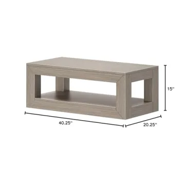 Plank+Beam 40" Modern Rectangular Coffee Table with Shelf