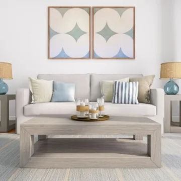 Plank+Beam 40" Modern Rectangular Coffee Table with Shelf