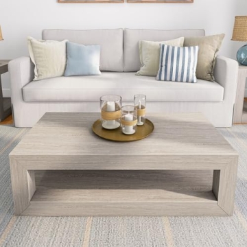 Plank+Beam 40" Modern Rectangular Coffee Table with Shelf