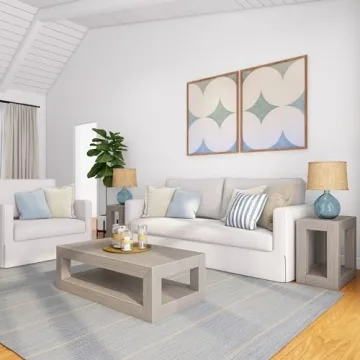 Plank+Beam 40" Modern Rectangular Coffee Table with Shelf