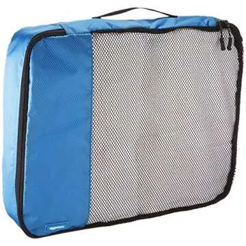 Amazon Basics 4 Piece Packing Travel Organizer Cubes Set - Large, Blue