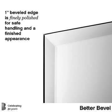 Better Bevel Frameless Rectangle Mirror | 24" x 30" Bathroom Wall Mirror w/Beveled Edge | Ultra-Flush Hanging System (Horizontal or Vertical)