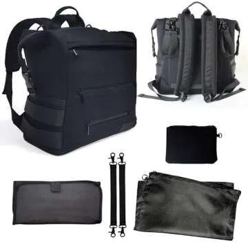 Neoprene Diaper Bag Backpack with changing pad, Large Diaper Backpack, Water-Resistant ,Wet Bag and Pouch, Stroller Straps, Baby Bag for Mom Dad