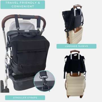 Neoprene Diaper Bag Backpack with changing pad, Large Diaper Backpack, Water-Resistant ,Wet Bag and Pouch, Stroller Straps, Baby Bag for Mom Dad