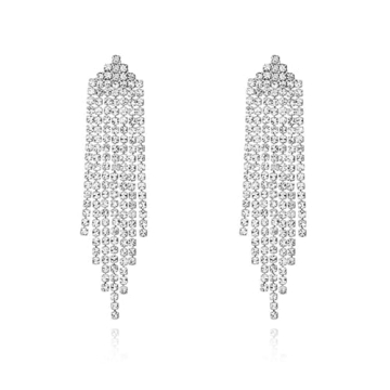 Luxval Women's Sparkly Rhinestone Dangle Earrings