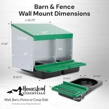 Homestead Essentials 2 Compartment, Forward Rollout and Rollaway, Hen & Chicken Nesting Box with Integrated Perch and Protective Egg Laying Collection Lids