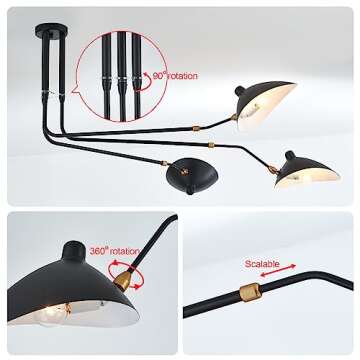 MhyTogn 85" Adjustable Mid-Century Chandelier